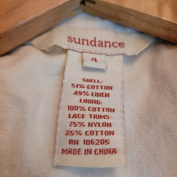 Sundance Womens Lace Jacket Size 4 Cream Linen Cotton Button Pockets Boho Summer - Picture 4 of 8